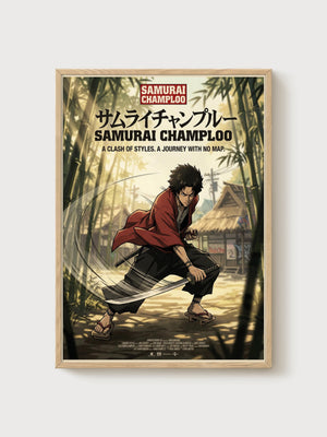 Samurai Champloo Poster poster in oak frame