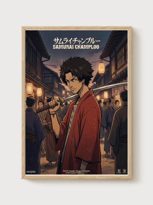 Samurai Champloo Poster poster in oak frame