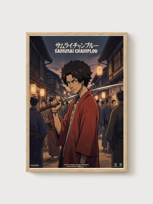 Samurai Champloo Poster poster in oak frame
