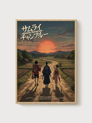 Samurai Champloo Poster poster in oak frame
