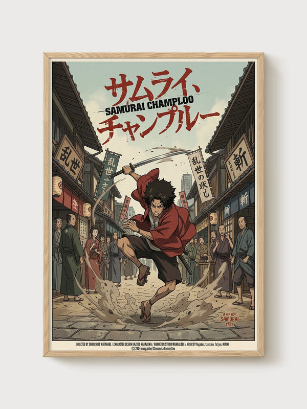 Samurai Champloo Poster poster in oak frame
