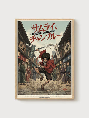 Samurai Champloo Poster poster in oak frame