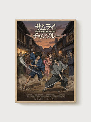 Samurai Champloo Poster poster in oak frame