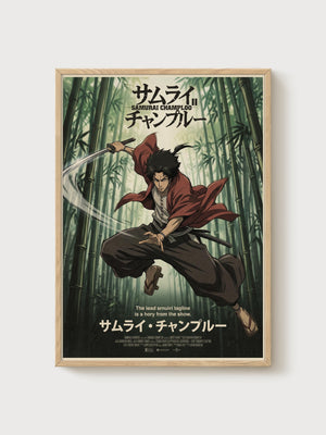 Samurai Champloo Poster poster in oak frame