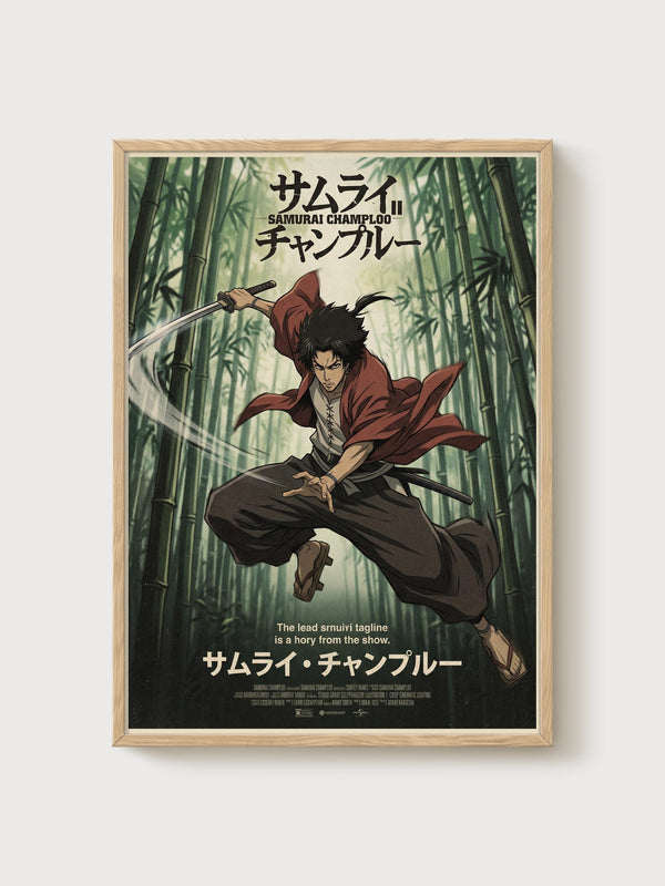 Samurai Champloo Poster poster in oak frame