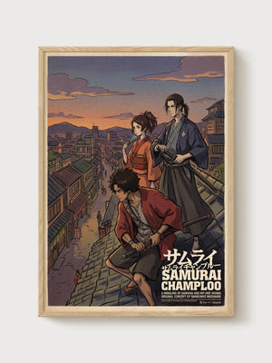 Samurai Champloo Poster poster in oak frame