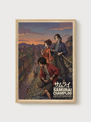 Samurai Champloo Poster poster in oak frame