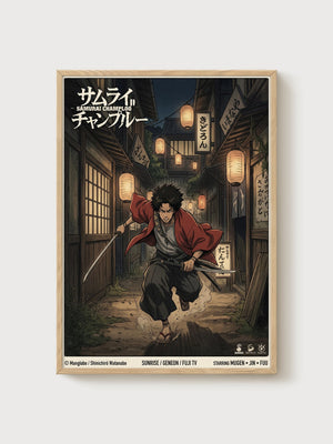 Samurai Champloo Poster poster in oak frame
