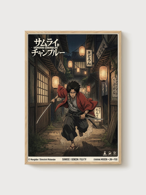 Samurai Champloo Poster poster in oak frame