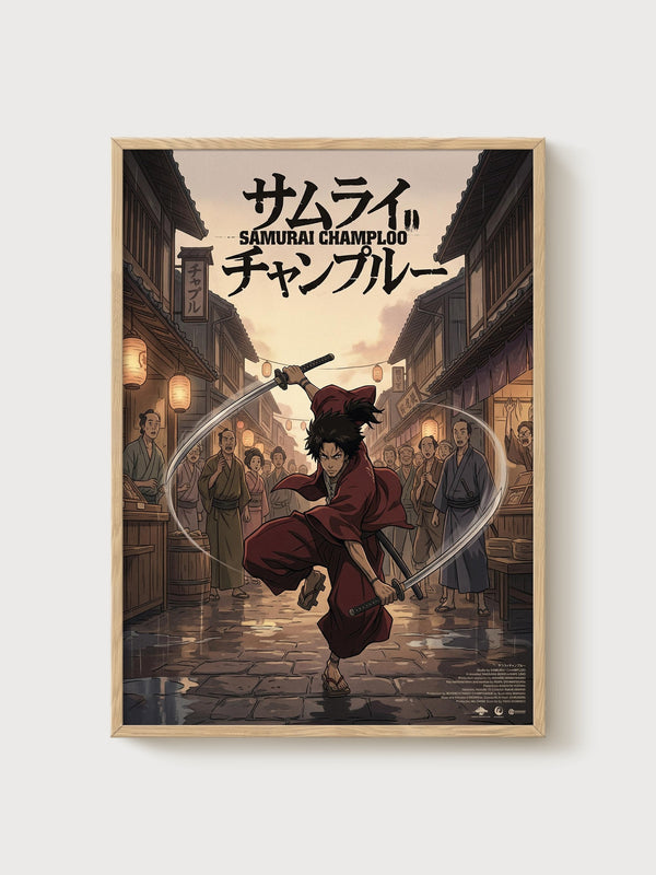 Samurai Champloo Poster poster in oak frame