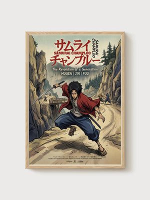 Samurai Champloo Poster poster in oak frame