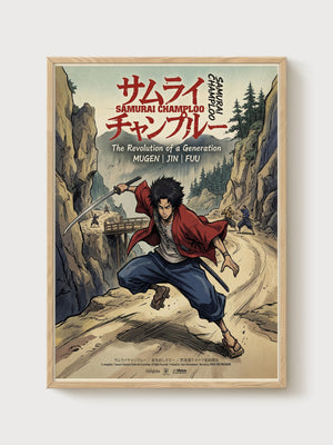 Samurai Champloo Poster poster in oak frame