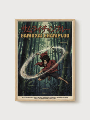 Samurai Champloo Poster poster in oak frame