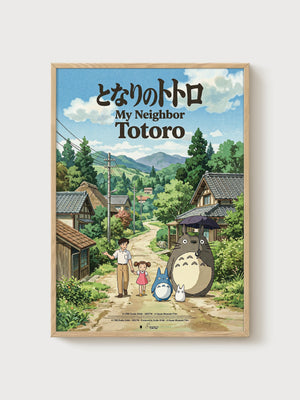 My Neighbor Totoro Poster poster in oak frame