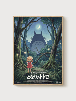 My Neighbor Totoro Poster poster in oak frame