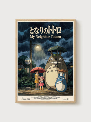 My Neighbor Totoro Poster poster in oak frame