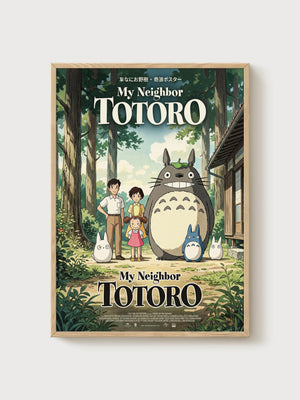 My Neighbor Totoro Poster poster in oak frame