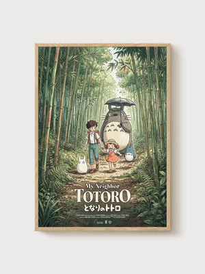 My Neighbor Totoro Poster poster in oak frame