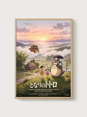My Neighbor Totoro Poster poster in oak frame
