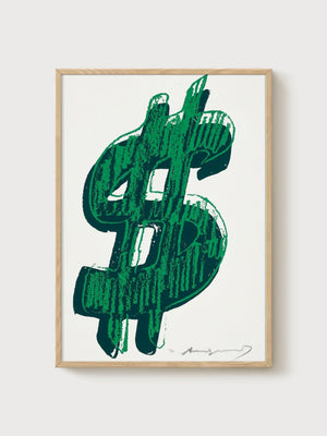 Andy Warhol Dollar Print poster in oak frame
