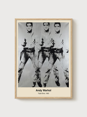 Andy Warhol Triple Elvis Poster poster in oak frame
