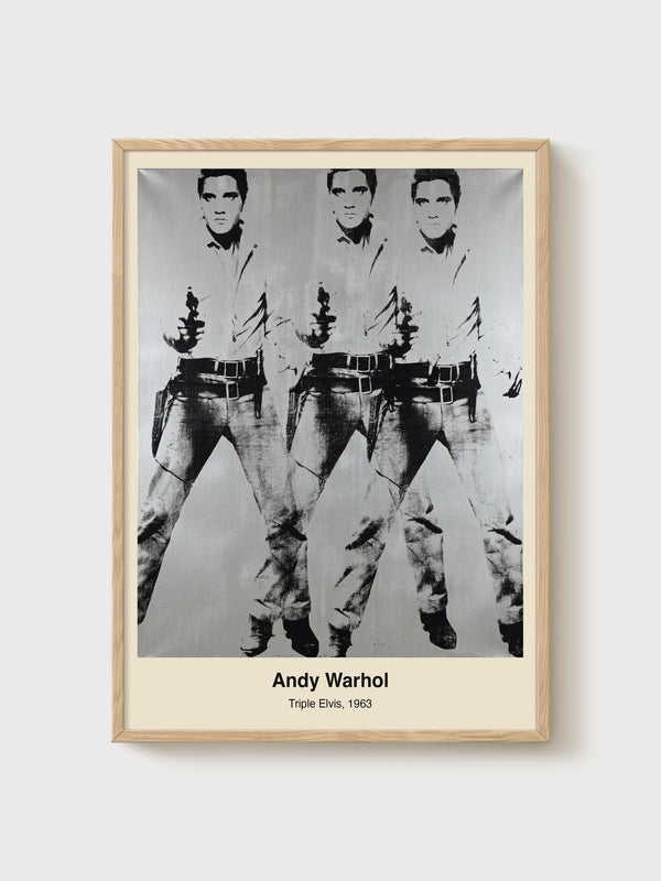 Andy Warhol Triple Elvis Poster poster in oak frame