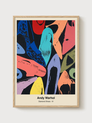 Andy Warhol Diamond Dust Shoes IV poster in oak frame