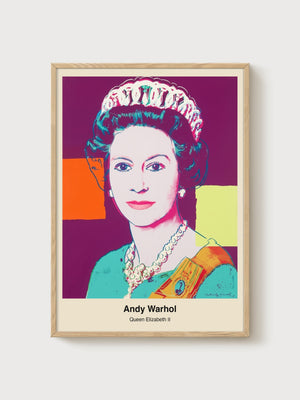 Andy Warhol Queen Elizabeth II Poster poster in oak frame
