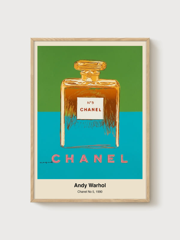 Andy Warhol Chanel No. 5 Print poster in oak frame