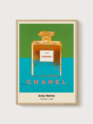 Andy Warhol Chanel No. 5 Print poster in oak frame