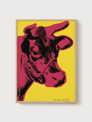 Andy Warhol Cow Print poster in oak frame
