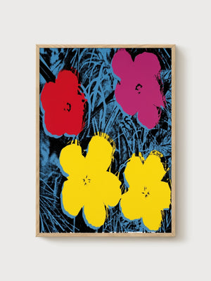 Andy Warhol Flowers Print poster in oak frame