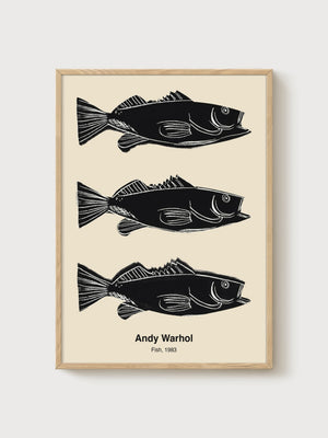 Andy Warhol Fish Poster poster in oak frame