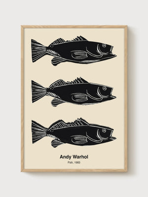 Andy Warhol Fish Poster poster in oak frame