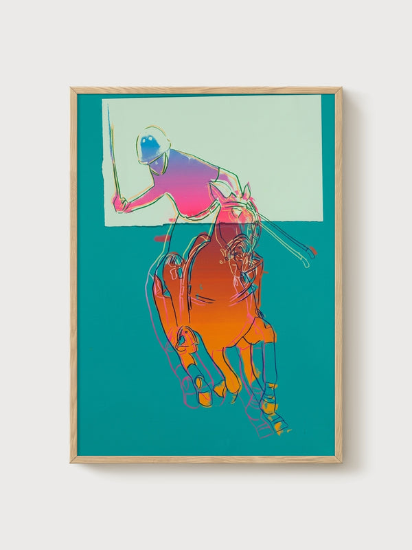 Andy Warhol Polo Green On Green poster in oak frame