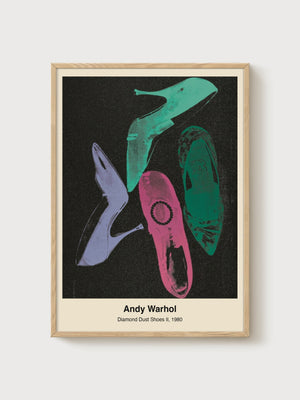 Andy Warhol Diamond Dust Shoes II poster in oak frame