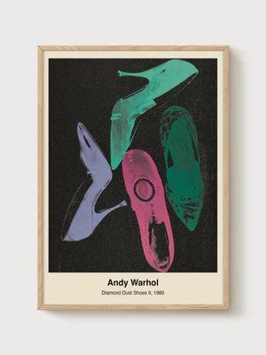 Andy Warhol Diamond Dust Shoes II poster in oak frame