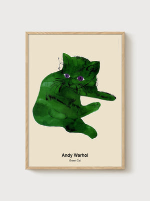Andy Warhol Green Cat Poster poster in oak frame