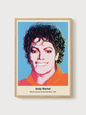 Andy Warhol Michael Jackson Series Pale Blue poster in oak frame