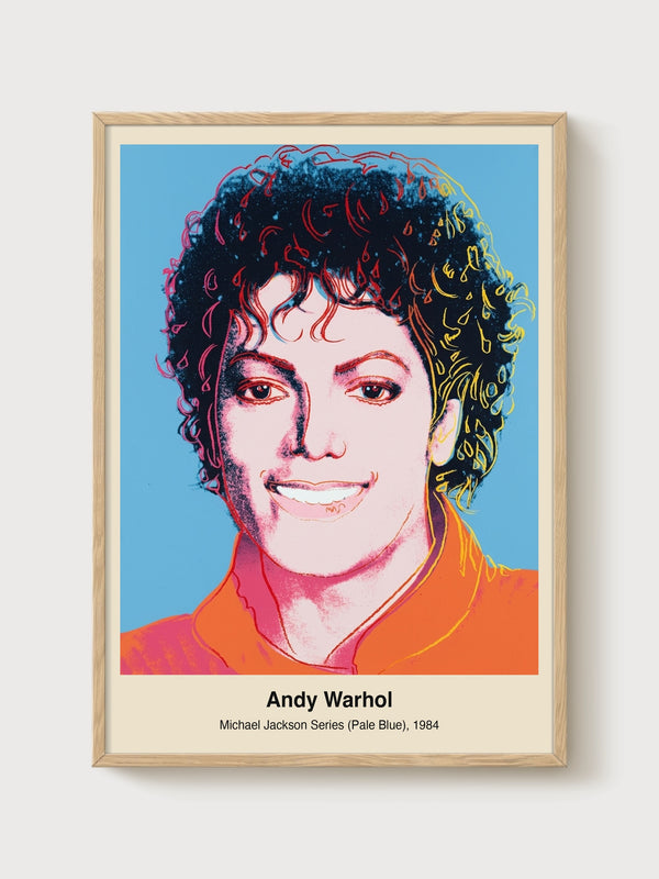 Andy Warhol Michael Jackson Series Pale Blue poster in oak frame