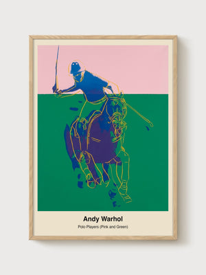 Andy Warhol Polo Players poster in oak frame