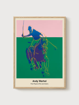 Andy Warhol Polo Players poster in oak frame