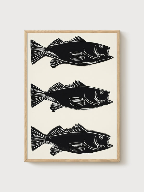 Andy Warhol Fish Poster poster in oak frame