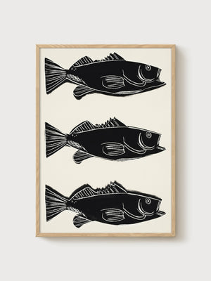 Andy Warhol Fish Poster poster in oak frame