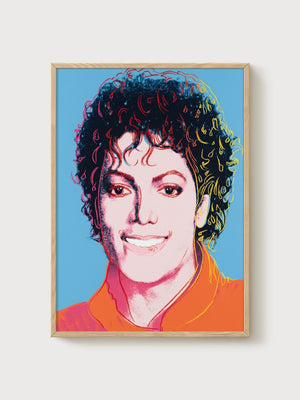 Andy Warhol Michael Jackson Series Pale Blue poster in oak frame