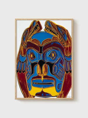 Andy Warhol Northwest Coast Mask Print poster in oak frame