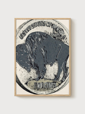 Andy Warhol Buffalo Nickel Poster poster in oak frame