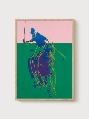 Andy Warhol Polo Players poster in oak frame