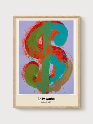 Andy Warhol Dollar II Print poster in oak frame