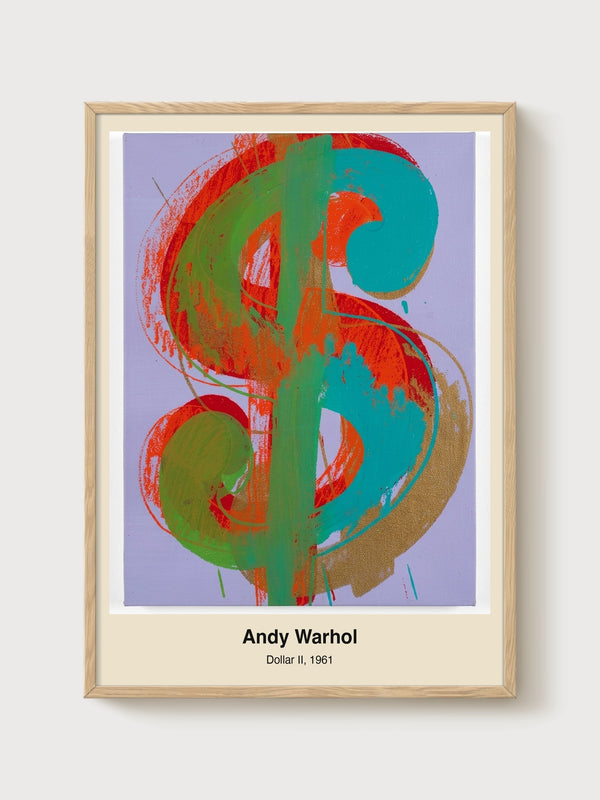 Andy Warhol Dollar II Print poster in oak frame